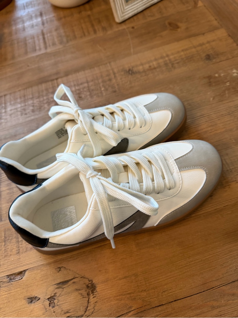 Dolce Vita White Gray and Black Leather Sneakers